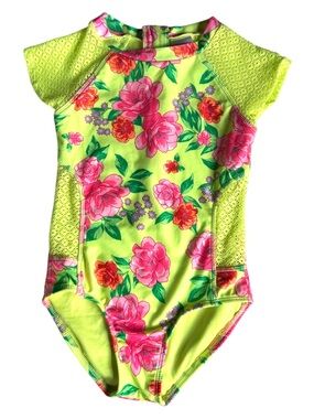 Art Class neon floral swimsuit girls M 8